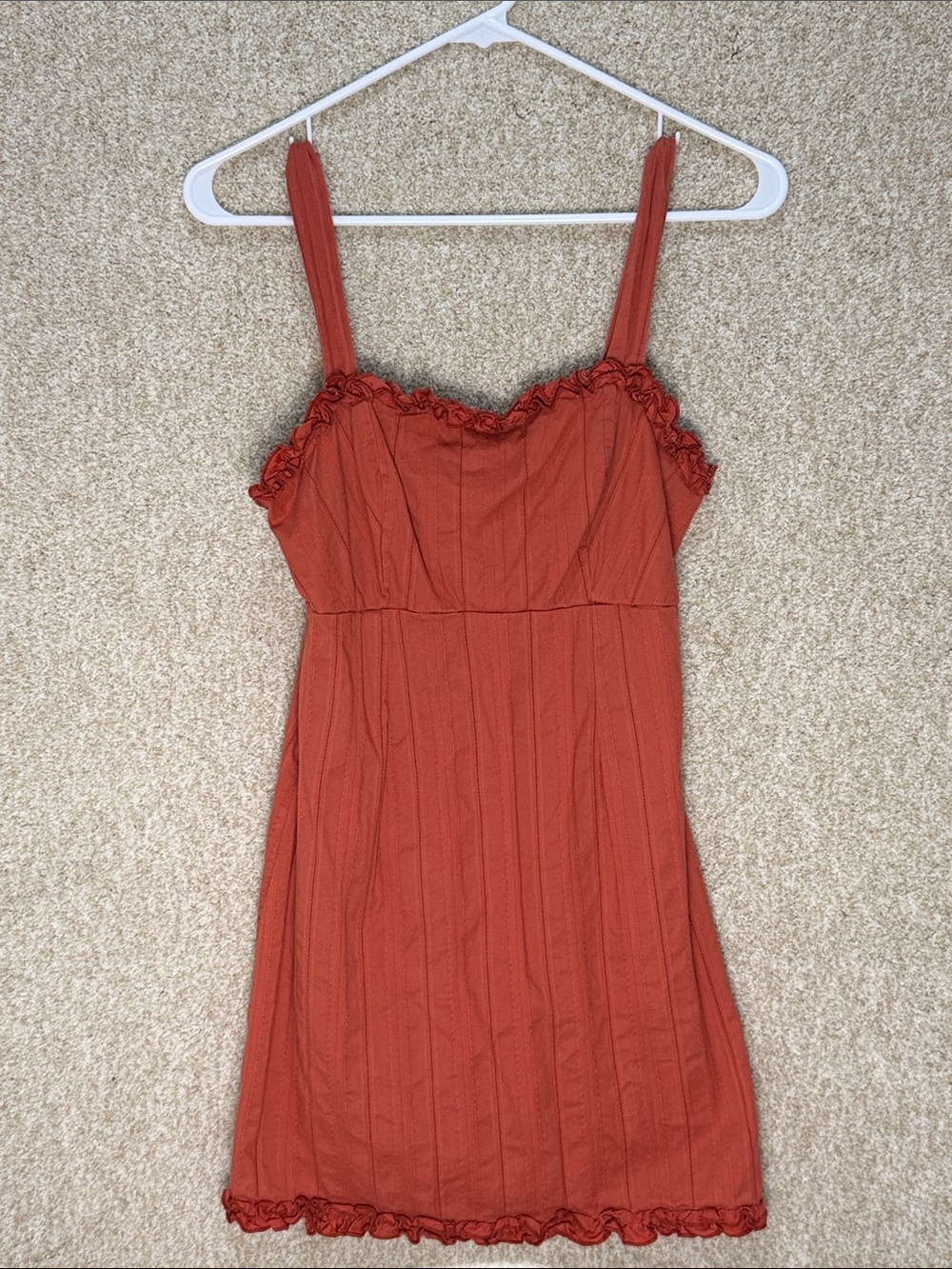 Imperfect LA hearts mini dress faded orange xs ruffle hem zipper back summer